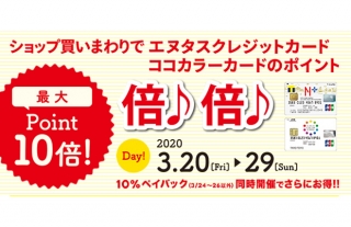 【ココウォーク】エヌタスクレジットカード、ココカラーカードのポイント倍♪倍♪